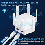 2024 WiFi Extender Signal Booster for Home Powerful 6 Antennas WiFi Booster -...