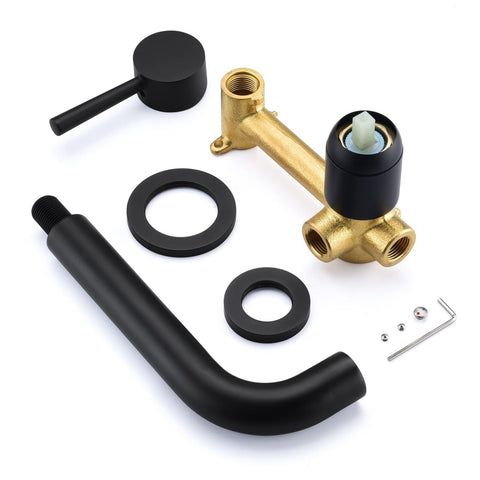 SUMERAIN Matte Black Tub Faucet Set Wall Mount Bathtub Faucet Single Handle, ...