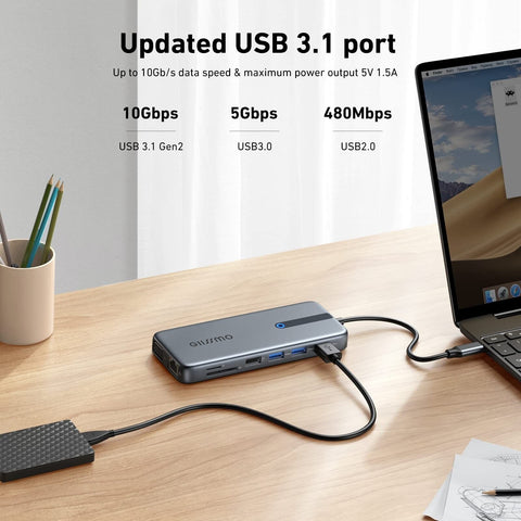 USB C Laptop Docking Station Dual Monitor, 13 in 1 Docking Station Triple Mon...