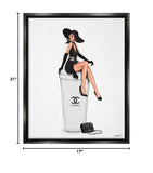 Stupell Industries Girl in Black Dress Fashion Black Framed Floater Canvas Wa...