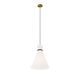 Modway Starlight 1-Light Pendant Light in White Satin Brass 15.5 x 15.5 x 72