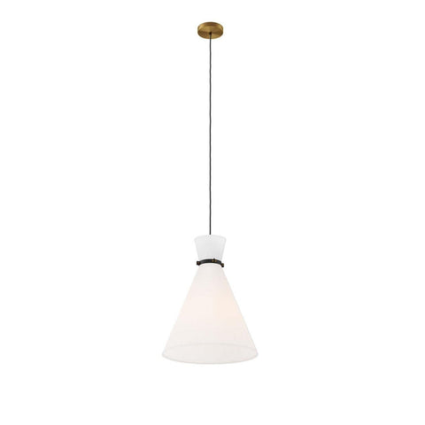 Modway Starlight 1-Light Pendant Light in White Satin Brass 15.5 x 15.5 x 72