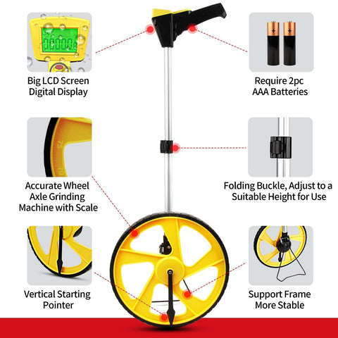 Measuring Wheel Digital Display,12.5" Rolling Measure Wheel in Feet/Meter,Dig...