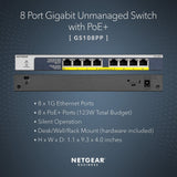 NETGEAR 8-Port Gigabit Ethernet Unmanaged PoE Switch (GS108PP) -