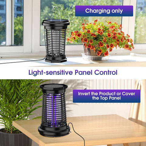 Solar Bug Zapper for Outdoor & Indoor, USB Rechargeable Mosquito Killer Lamp ...