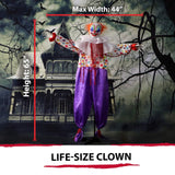 Haunted Hill Farm Life-Size Scary Animatronic Talking Clown with Motion, Touc...