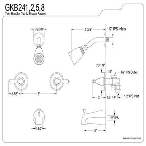 Kingston Brass GKB248 Magellan Tub and 11.68 x 8 x 7.38, Brushed Nickel