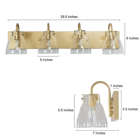 KSANA Gold Bathroom Light Fixtures, 4-Light Modern Vanity Lights for Bathroom...