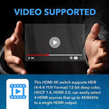 OREI 4K HDMI 4x1 Switch with Audio Extraction - HDMI 2.0 & HDCP 2.2 compliant...