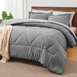 BEDELITE Full Comforter Set 7 Pieces Bed in A Bag - Soft Microfiber Reversibl...