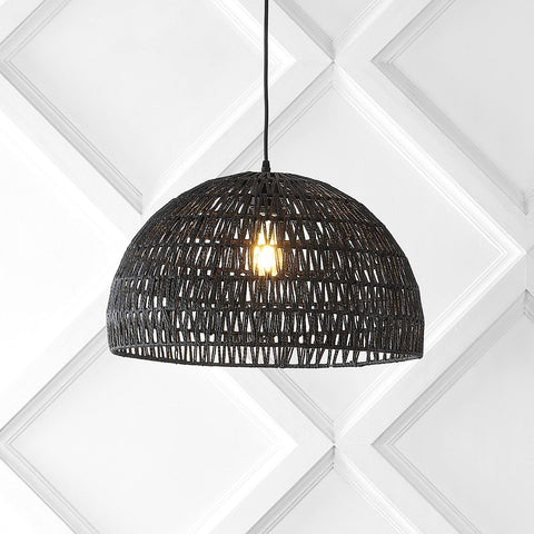 JONATHAN Y JYL6504C Campana 20" 1-Light Bohemian Modern Woven Rattan/Iron LED...