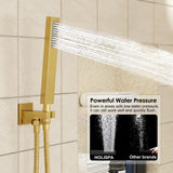 Ceiling Mount Shower Faucet Set, Gold Shower System with 10-Inch Rain Shower ...