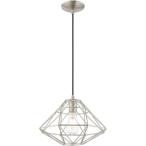 Livex Lighting 41323-91 Geometric Shade - 13.5" One Light Mini Pendant, Brush...