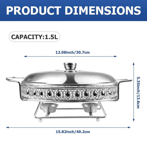 Stainless Steel Chafing Dish Buffet Set Oval Chafing Food Pan with Covers Buf...