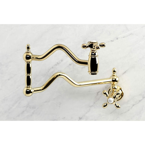 Kingston Brass KS2102AX Heritage Pot Filler, Polished Brass,24.13 x 2.19 x 11