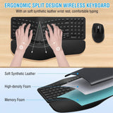 Ergonomic Wireless Keyboard Mouse Combo, EDJO Bluetooth/2.4G Dual Channel, Sp...