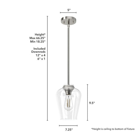 Hunter Fan Company 19723 Vidria Pendant Light, Brushed Nickel