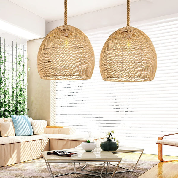 Arturesthome 1 Light Natural Rattan Pendant Light Fixture,Woven Pendant Light...