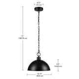 Globe Electric 67000100 1-Light Pendant Light, Weathered Black Finish, Hammer...