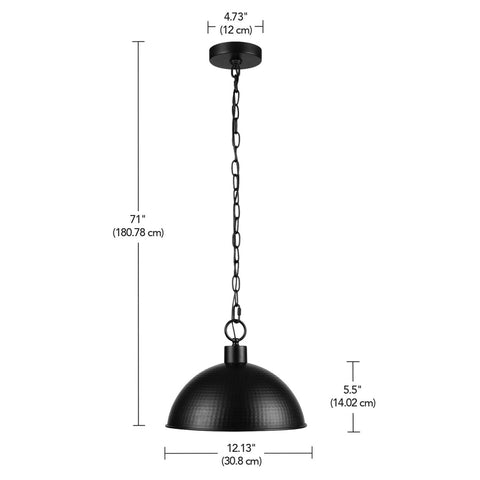 Globe Electric 67000100 1-Light Pendant Light, Weathered Black Finish, Hammer...