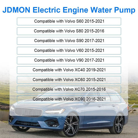 JDMON Electric Engine Water Pump Replacement for Volvo XC40 XC60 XC70 XC90 V6...