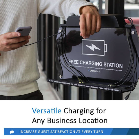 ChargeTech Wall Mounted Mobile Device Charging Station with 4 Apple Compatibl...