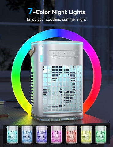 Mini Air Conditioner, 3 IN 1 Portable Desk Fan w/5400mAh Battery, 3 Speeds, R...