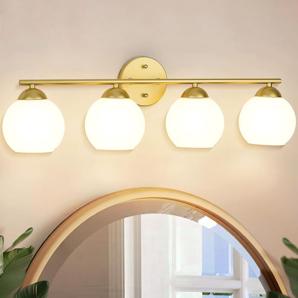 Emak Modern Gold Bathroom Light Fixtures Over Mirror, 4 Light Bathroom Vanity...