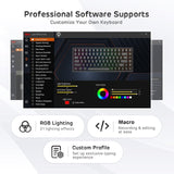 RK ROYAL KLUDGE RK84 Pro RGB 75% Triple Mode BT5.0/2.4G/USB-C Hot Swappable M...