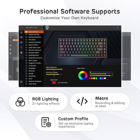 RK ROYAL KLUDGE RK84 Pro RGB 75% Triple Mode BT5.0/2.4G/USB-C Hot Swappable M...