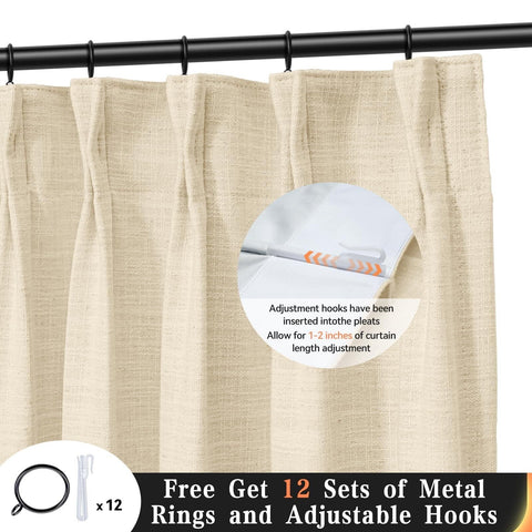 100% Blackout Shield Pinch Pleated Curtains 84 Inch Length 2 Panels Set, Line...