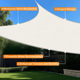 Artpuch Sun Shade Sail, 12'x16' Cream Rectangle, Curved Edged Commercial Grad...