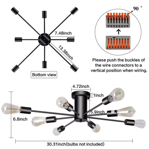 LASENCHOO 8 Lights Semi Flush Mount Ceiling Lights, Mid Century Modern Lighti...