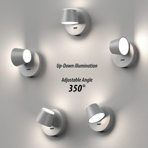 URSOLA Wall Light Set of Two, LED Wall Sconce with On/Off Switch USB Charging...