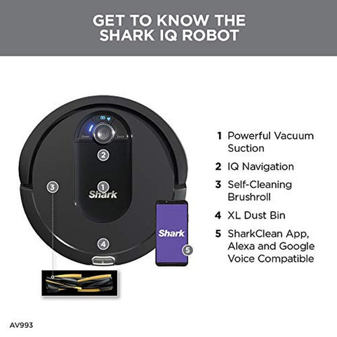 Shark AV993 IQ Robot Vacuum, Self Cleaning Brushroll, Advanced Navigation, Pe...