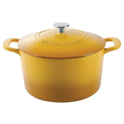 MARTHA STEWART Gatwick 7 QT Enamel Cast Iron Dutch Oven, 7-Quart, Yellow