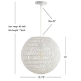 JONATHAN Y JYL6503A Luna 15.7" Woven Rattan Orb LED Pendant Minimalist Modern...