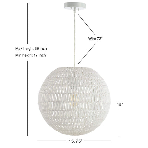 JONATHAN Y JYL6503A Luna 15.7" Woven Rattan Orb LED Pendant Minimalist Modern...