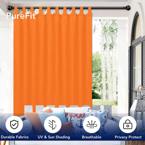 PureFit Outdoor Curtains for Detachable Sticky Tab Top Patio Waterproof/Weath...