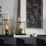 CosmoLiving by Cosmopolitan Metal Pillar Candle Holder with Metal Stand, 8" x...