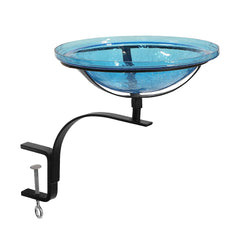 Achla Designs 201-2023 12 Inch Teal Crackle Rail Mount Bracket Birdbath