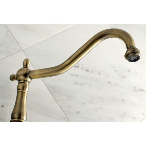 Kingston Brass KS1023AX Wall Mount Tub Filler, Antique Brass