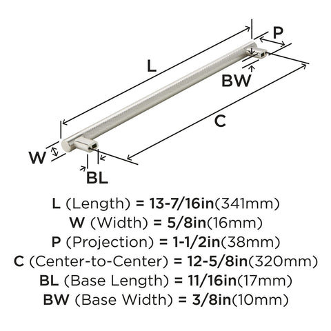 Amerock | Kitchen Cabinet Pull | Satin Nickel | 12-5/8 in (320 mm) Center-to-...