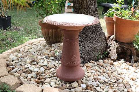 Exaco FM-220 Indoor Outdoor Garden Fiber Clay Scroll Vine Bird Bath Bowl Trim...