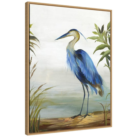 Amanti Art Framed Canvas Wall Art 30x23 Blue Heron by Aimee Wilson, Framed Wa...