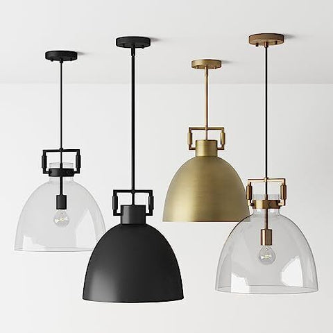 Nathan James Leigh Pendant Lighting, Hanging Ceiling Light Matte Black Metal