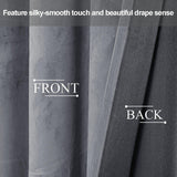 JIUZHEN Super Soft Grey Velvet Curtains 120 inch, Room Darkening Smooth Hand-...