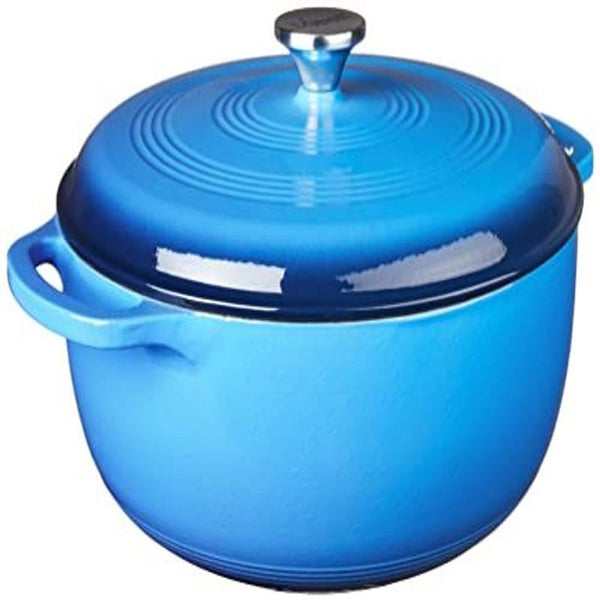 Lodge 7.5 Quart Enameled Cast Iron Dutch Oven with Quart, Caribbean Blue