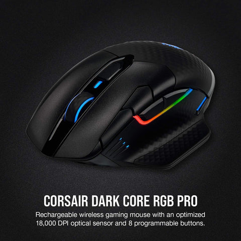 Corsair Dark Core RGB Pro, Wireless FPS/MOBA Gaming optical Mouse with SLIPST...