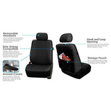 FH Group Three Row Car Seat Covers Deluxe Leatherette with 8 Headrests, Black